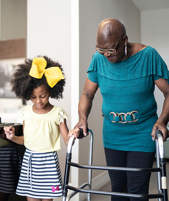 image of lady with a walker